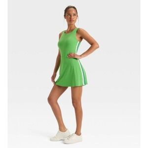 JoyLab - Women's Knit Sporty Contrast Active Dress - Green-NWT-Medium